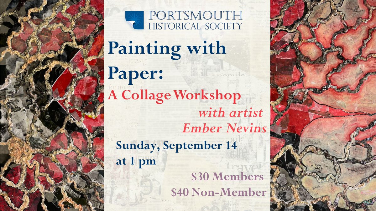 Make your own show-stopping art at our next Artist Workshop. Led by Ember Nevins, whose work is on display in our "Contemporary Currents" exhibition.  - mailchi.mp/portsmouthhist…