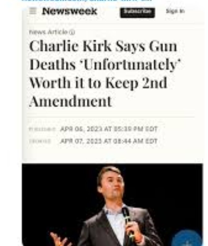 People praising Charlie Kirk? I don't condone gun violence, but he spewed hate speech, and acted on Trump's agenda which took America back decades.

Kirk is another example of Trump's collateral damage.