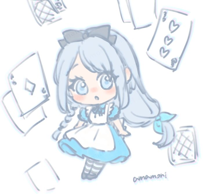 めちゃ落書きでごめんやでなんだけど、アリスコスのジルちゃんが見たいよっていう願望❄️♦️♠️♥️♣️