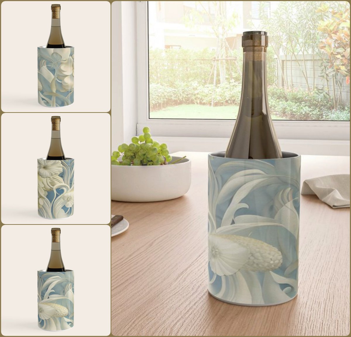 💥SALE 25% Off~  
Delicate Dreams Wine Chiller~by Art_Falaxy~
~Table Art Exquisite!~
#coasters #trays #mugs #coffee #society6 #travel #artfalaxy #art #chillers #water #placemats #tablecloths #runners
-
🧿 society6.com/a/products/del…