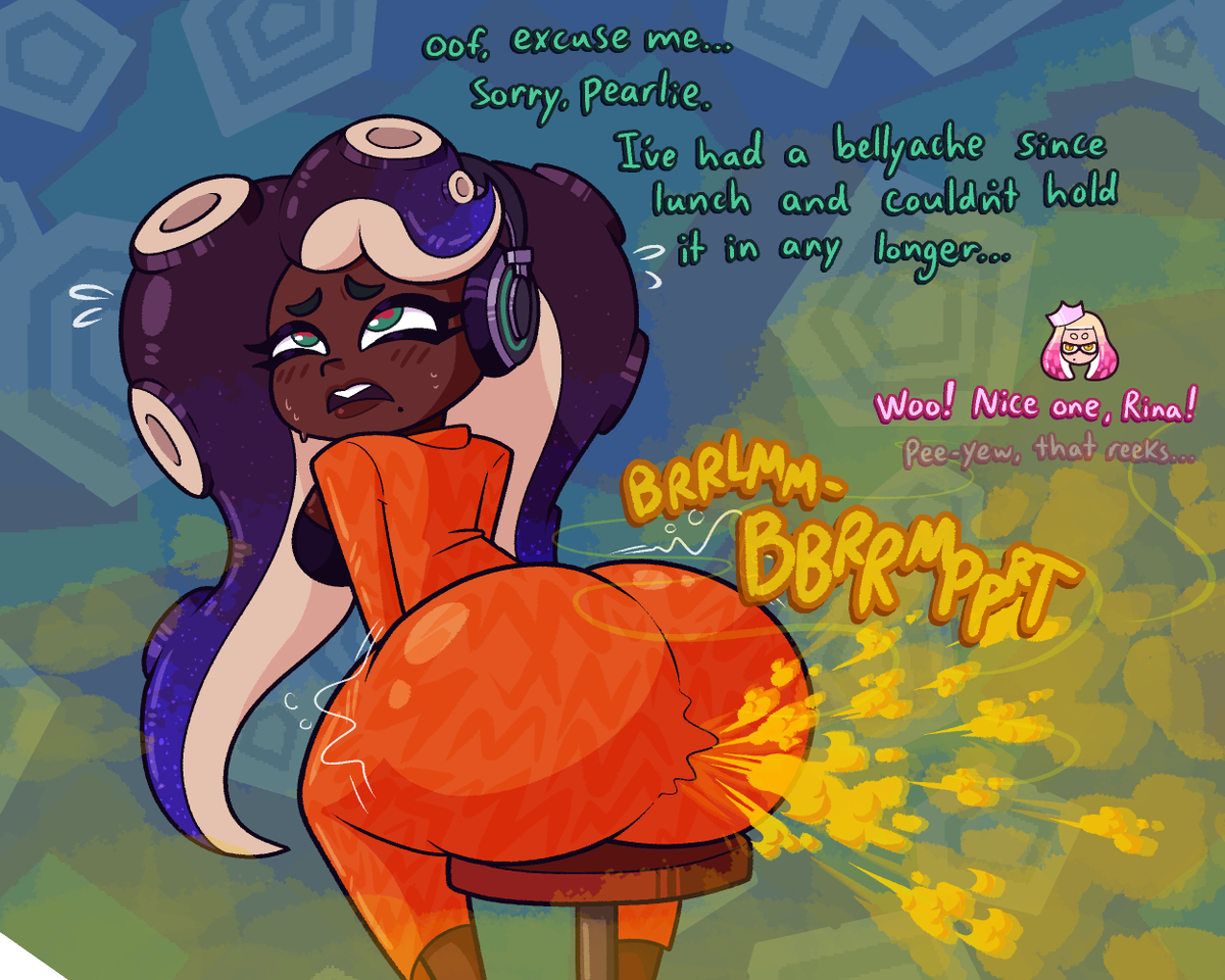 Marina letting out some foul gas she's been cookin' up in her butt 🐙💨

Also I love her outfit from splat 3 🫠