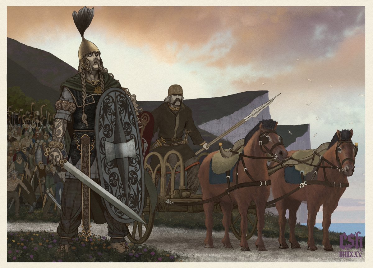 hall_sloan's tweet image. British Chieftain and warriors of the united tribes gathered in defence of these sacred shores, 55 BC, in progress ⚔️