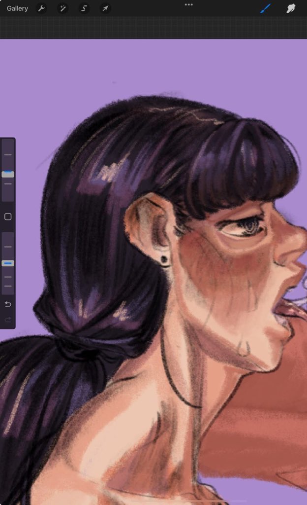 full WIP over on my nsfw art alt <a href="/xxxFilthGremlin/">F̸i̷l̸t̶h̷y̷ ̴D̶e̷g̸e̸n̵e̵r̵a̴t̵e̸ ̸ren🔞</a> but I found a new brush that’s rly fun to color with so I decided to paint over this smutty drawing of Sho