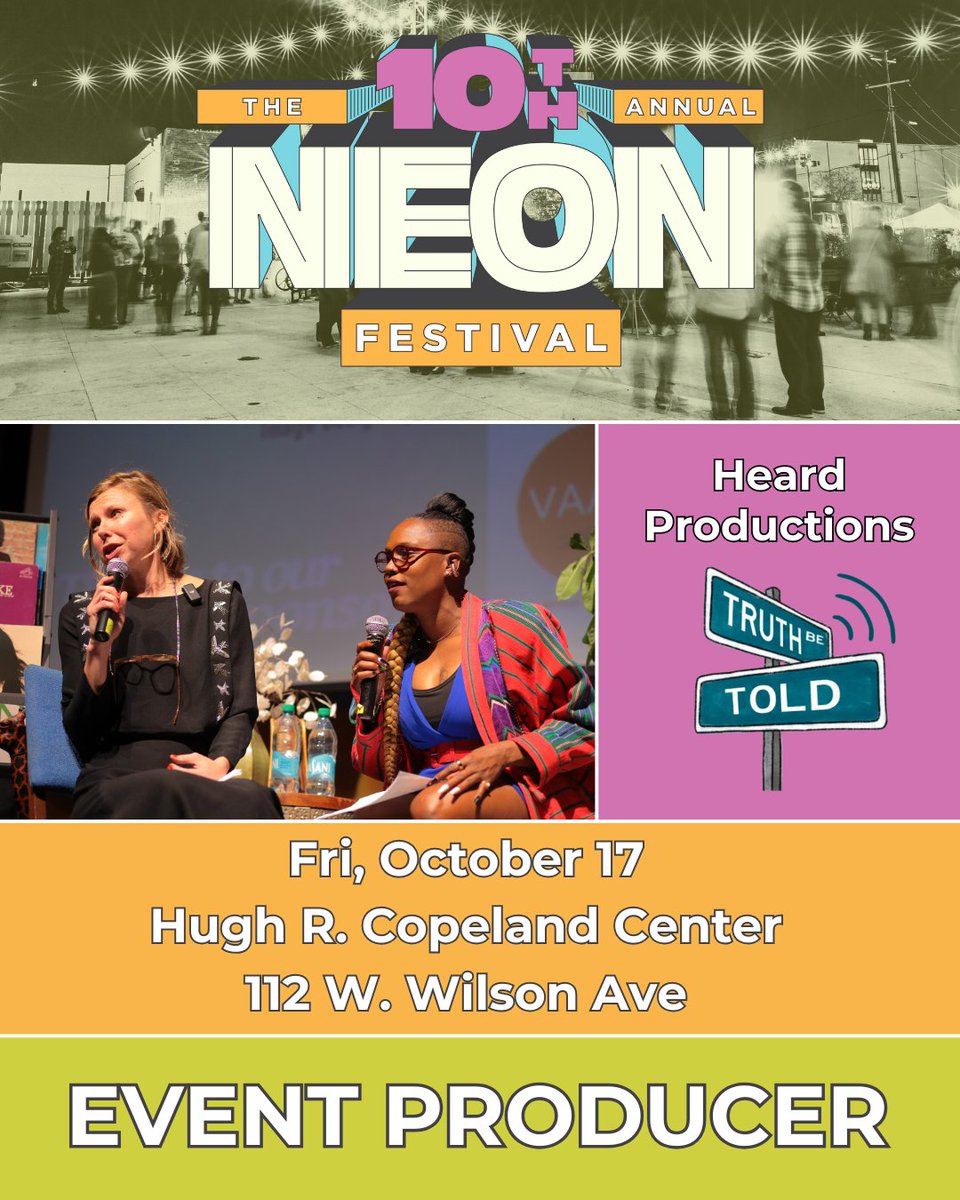 Producer Highlight: Heard Productions – Truth Be Told 🎙️

A podcast sharing untold stories from Hampton Roads’ historically Black neighborhoods. Now in its fifth season, the podcast continues to amplify voices and strengthen community. 

Catch them at NEON Festival this October!