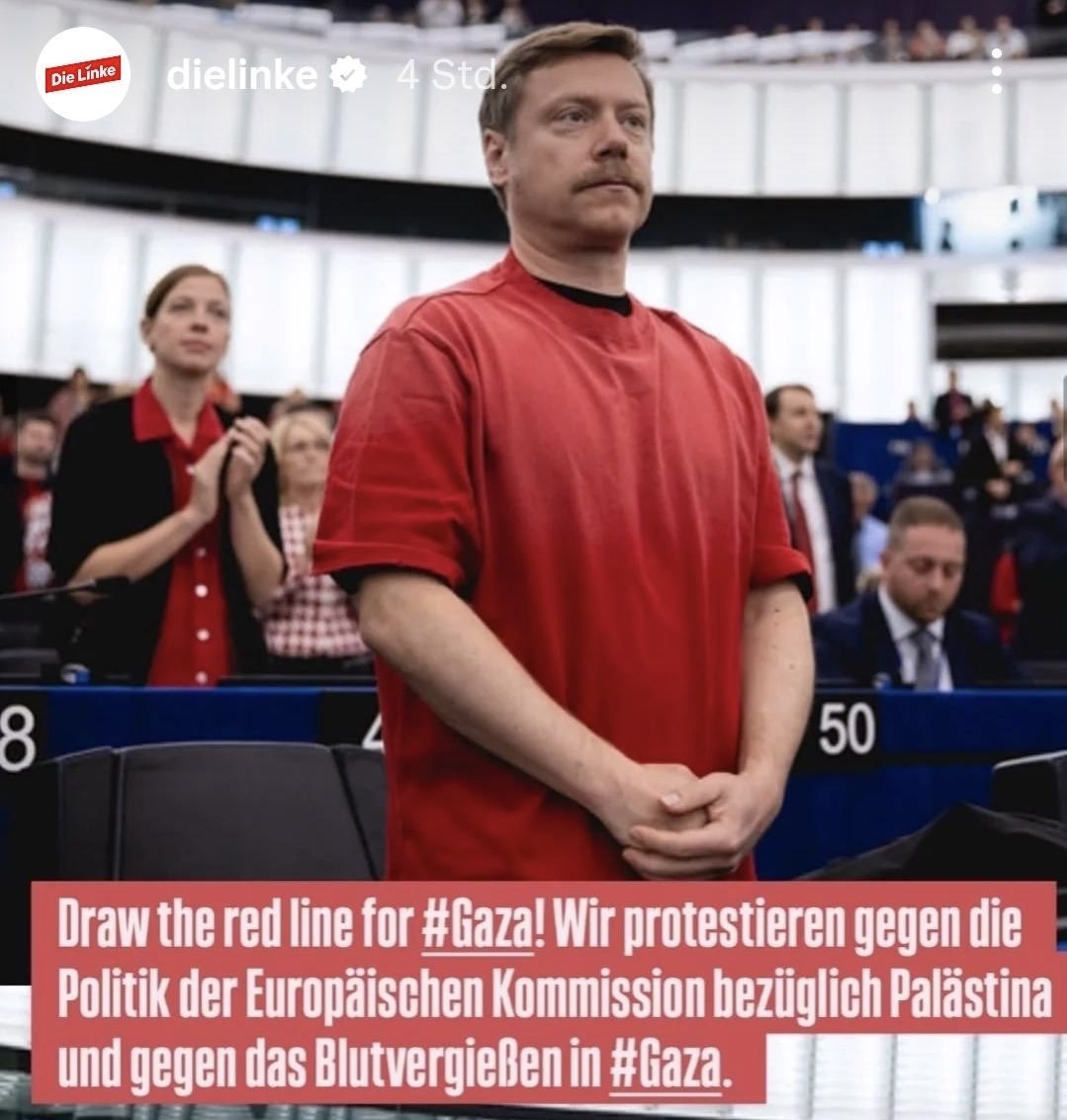 König Gratismut bei seiner Krönung: Martin Schirdewan, der einen Parteiausschluss wegen meines Einsatzes gegen den Genozid in Gaza beantragte, versucht sich nun noch hektisch weißzuwaschen. Zu spät für Wendehälse. Die Geschichtsbücher werden festhalten, wo ihr wirklich standet.