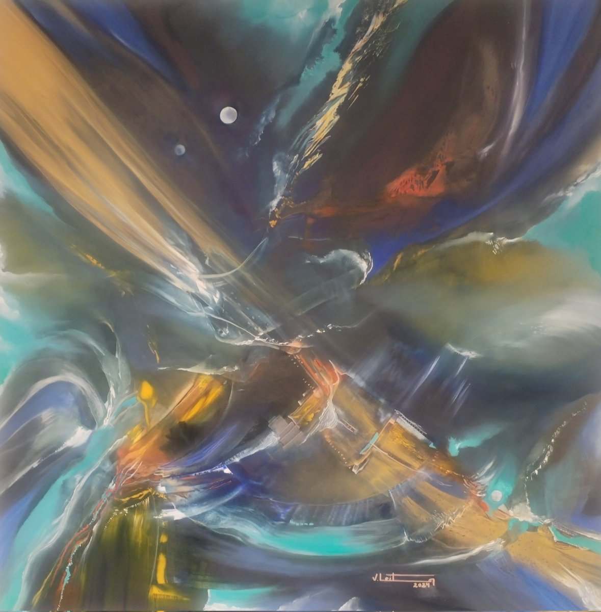 "infinito envolvente" óleo sobre tela 80 x 80 cm Verónica Leiton, Chile 41 años de trayectoria ahora en la galería.