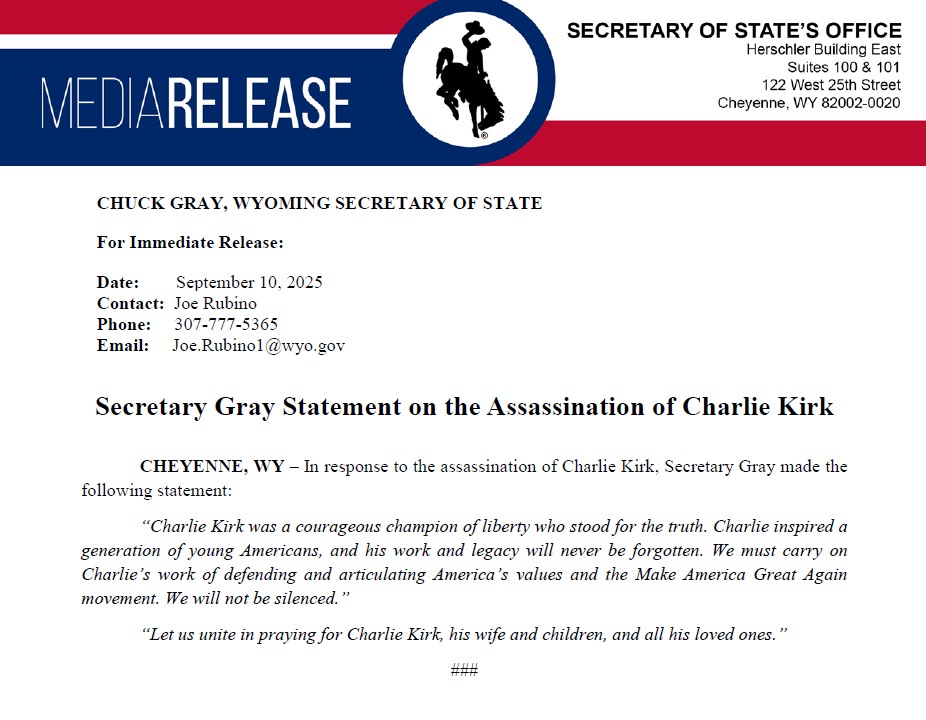 "Let us unite in praying for Charlie Kirk, his wife and children, and all his loved ones."