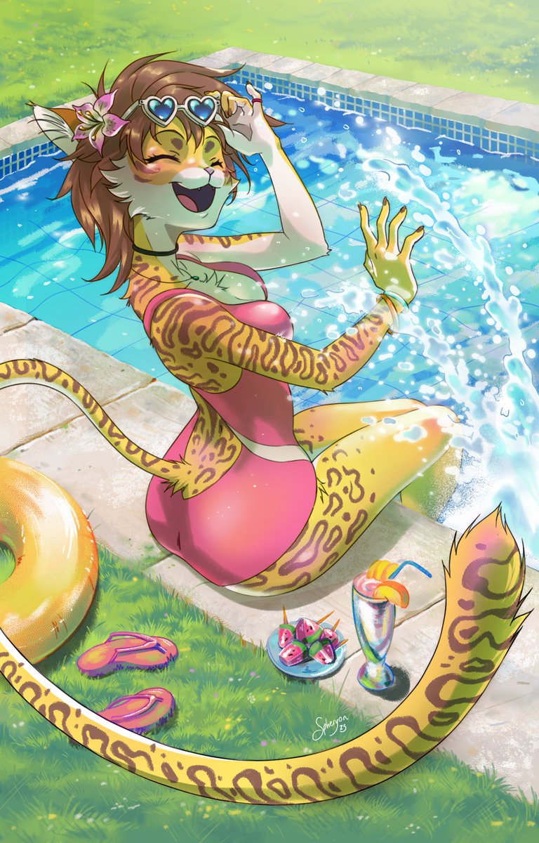 spheryon's tweet image. Hello friends! I'm excited to share another finished piece, dedicated to my dear @ ShellyTheOcelot. Long live our beloved cats! 🐈‍⬛

Nothing beats these sunny days with a beautiful illustration made with passion.✨

With love and devotion,
Spheryon 🌱