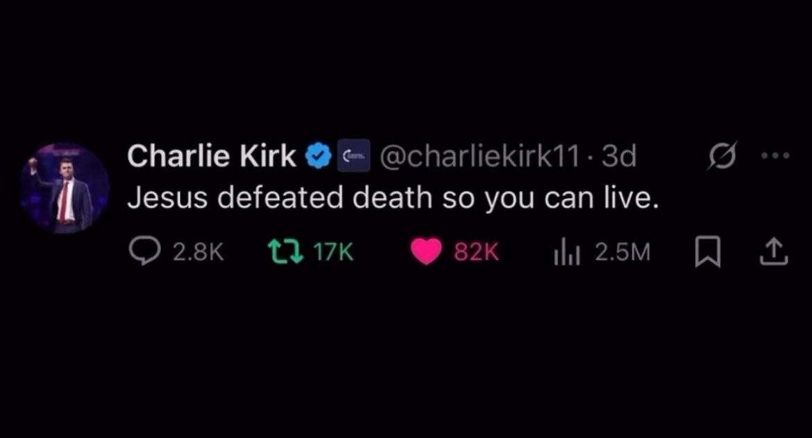 JoeySuraci's tweet photo. Flood social media with Jesus Christ in memory of Charlie Kirk. 🙏🏼❤️ #amen https://t.co/XjZENMSLQA