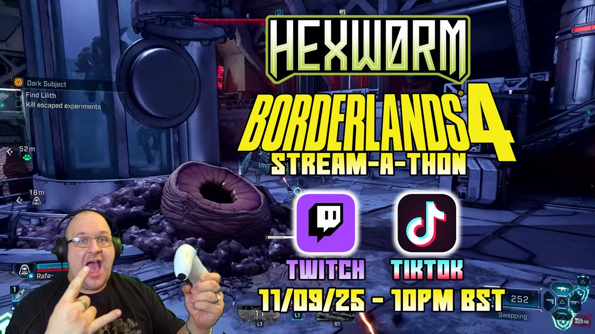 Hexw0Rm's tweet photo. 🔴 BORDERLANDS 4 LAUNCH PARTY 🔴
The chaos begins TONIGHT.

⏰ 10PM BST | 11/09/25
📺 Live on Twitch + TikTok
🔥 6 hours a day | 2 weeks of mayhem Are you ready, Vault Hunters? 🖤💚
🔗 https://t.co/TBj92ZLYDh

 #Borderlands4  #TwitchLive #TikTokLive #GamingCommunity https://t.co/nPgFZoAQ69