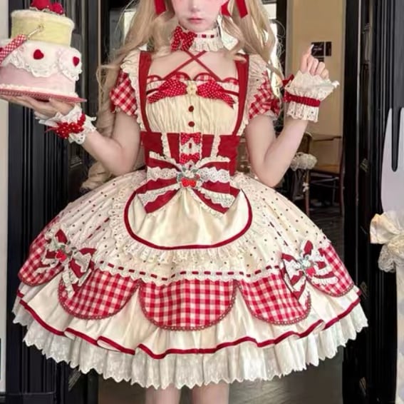 ゆめかわガール メイド服 フルセット いちご ピンク コスプレ ゆめかわ♥いちごメイド服セット♥