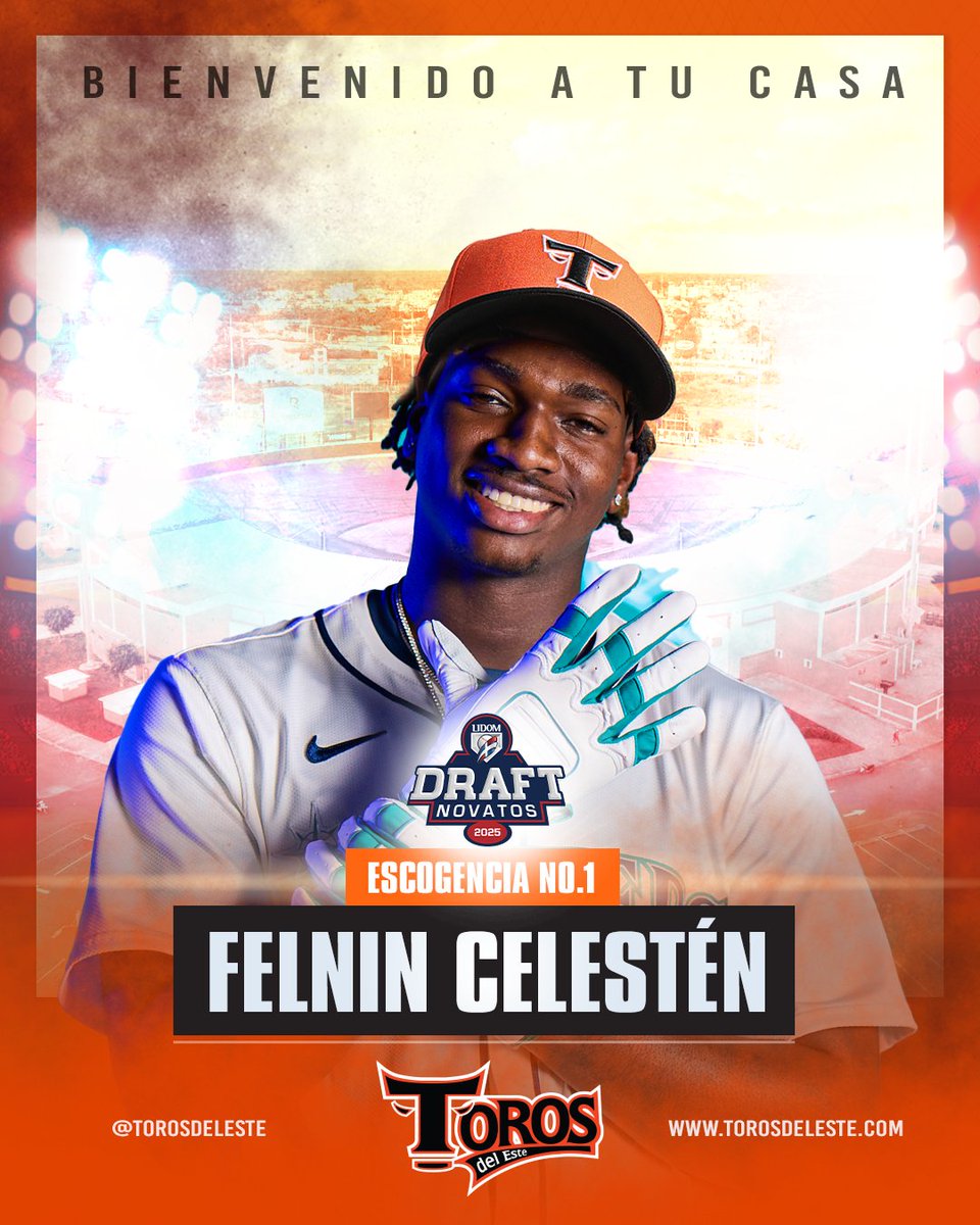 La primera escogencia del #DraftLidom2025 
es #DelPatio
¡BIENVENIDO A TU CASA FELNIN CELESTÉN!
Romanense y Toro de Corazón 🧡