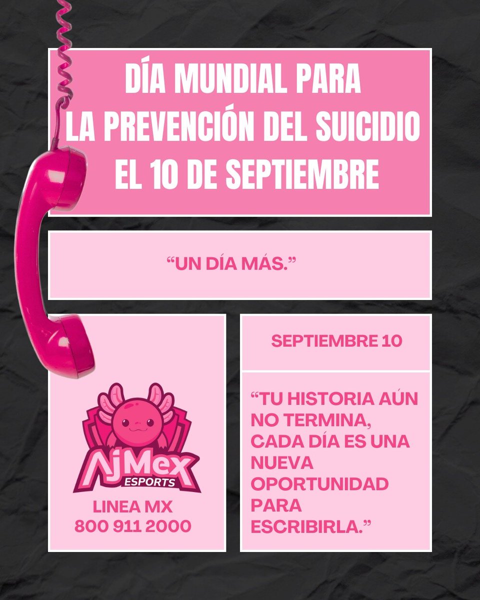 Hoy se celebra el día mundial para la prevención del suicidio

Hoy es importante recordarte que... No estas solo o sola, y estamos orgullosos de ti

Aun cuando pienses que el camino puede ser difícil, recuerda que eres alguien fuerte y siempre tendrás personas con las cuales