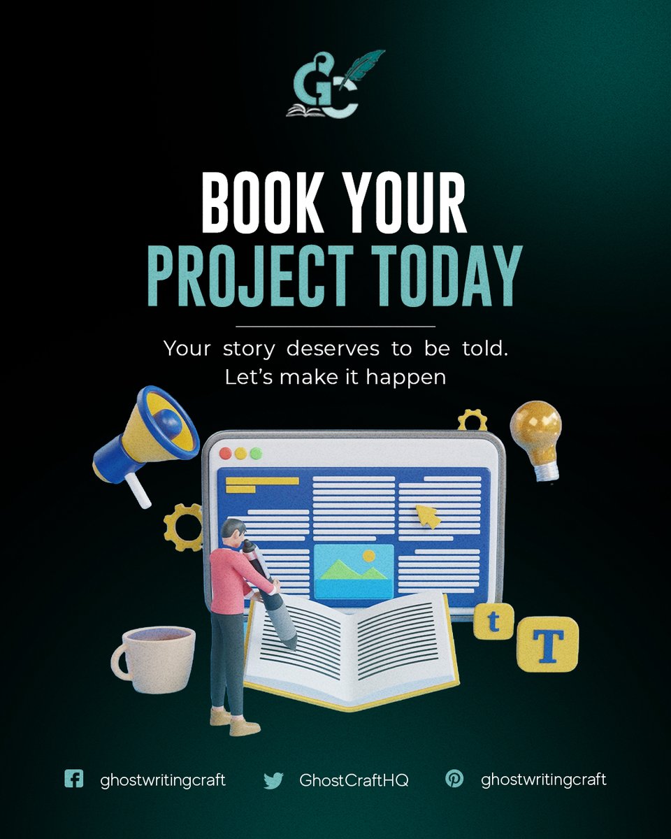 GhostCraftHQ's tweet image. Ready to bring your ideas to life? Contact Ghostwriting Craft and start your project today.

#StartWriting #GhostwritingService #EbookProject