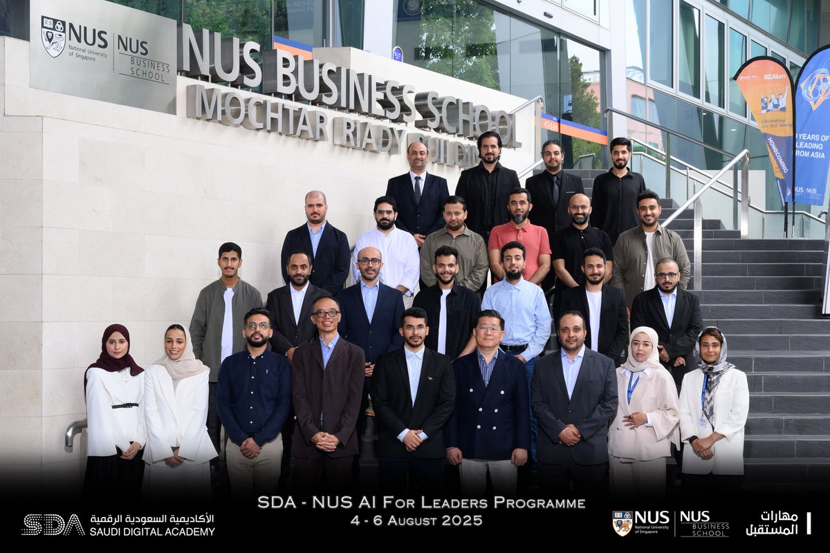 Over three transformative days, 25 mid-career tech leaders from numerous organisations across #SaudiArabia joined us for the first <a href="/SdaAcademy/">الأكاديمية السعودية الرقمية</a>  - NUS Business School AI for Leaders Programme, where they deepened their understanding of #AI fundamentals and explored practical