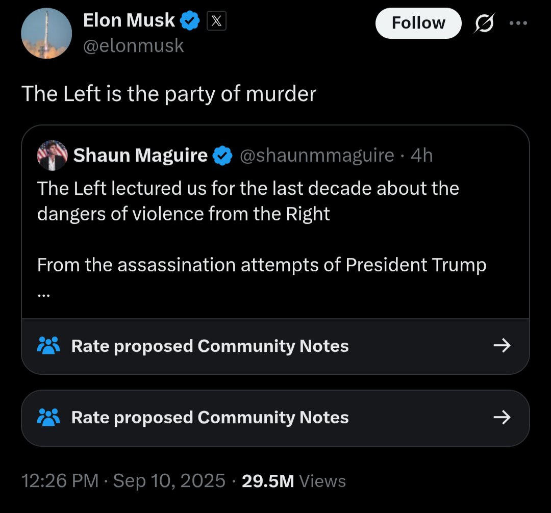 StephyDaisy's tweet photo. @AndrewWilsonLM @krassenstein @Antgvasq You mean like how Elon Musk is raising the temperature by calling the Left "the party of murder"? https://t.co/f254jzva7y