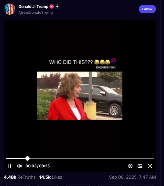 BoGardiner1's tweet photo. Two days ago Trump posted an AI faked video of Nancy Pelosi on the brutal attempted murder of her husband by a rightwinger coming to attack her to "expose Democratic lies," crushing his skull & critically injured him: "My husband is still in love with the homeless hammer guy, visiting him in jail & shit." 

https://t.co/9KPYabh3ov