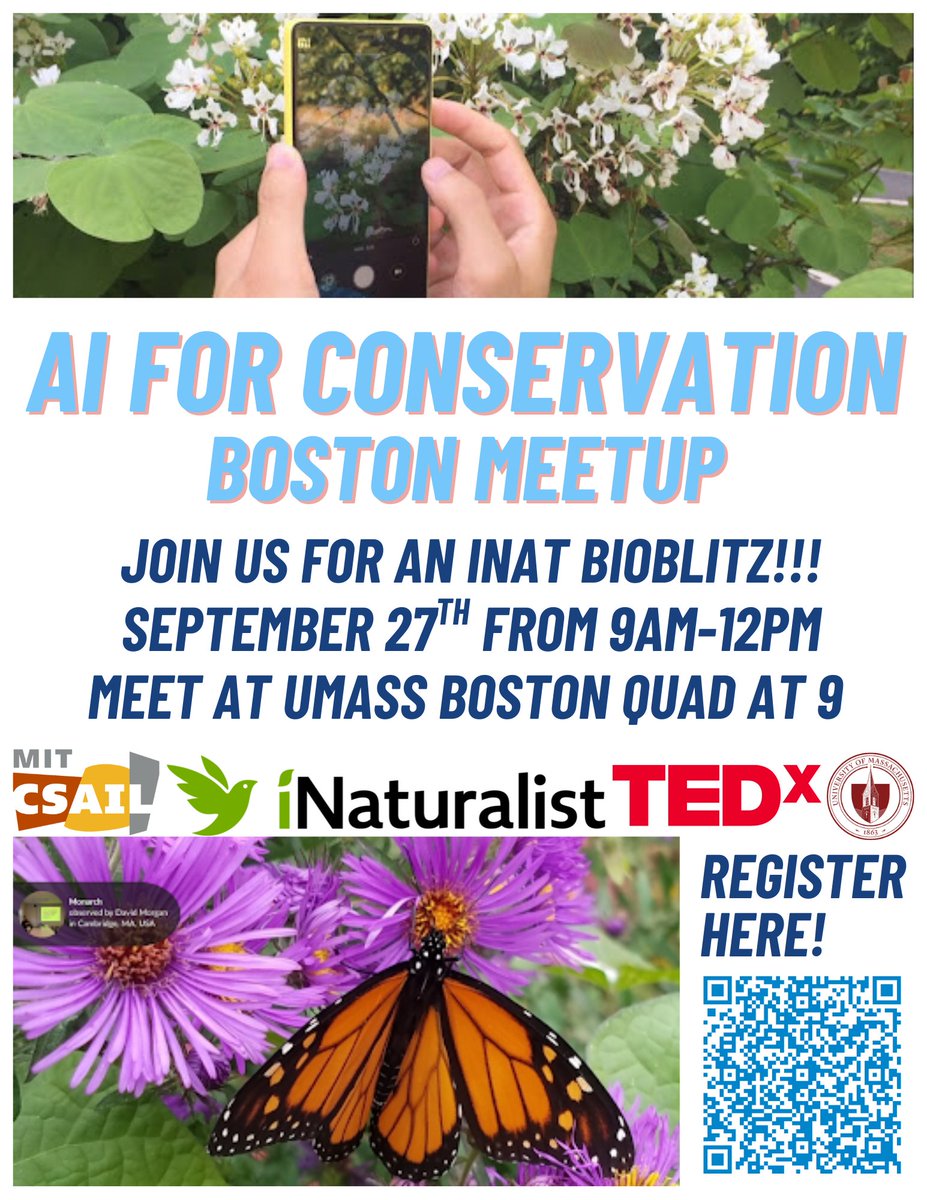 sarameghanbeery's tweet photo. Are you interested in #AIforConservation #AIforBiodiversity #AIforWildlife or #AIforNature? Are you located in the Boston Area? If so, come join us!! The AI for Conservation Slack community is doing our first local-area Boston meetup, partnering with iNaturalist and TEDx Boston https://t.co/169AvKcaVm