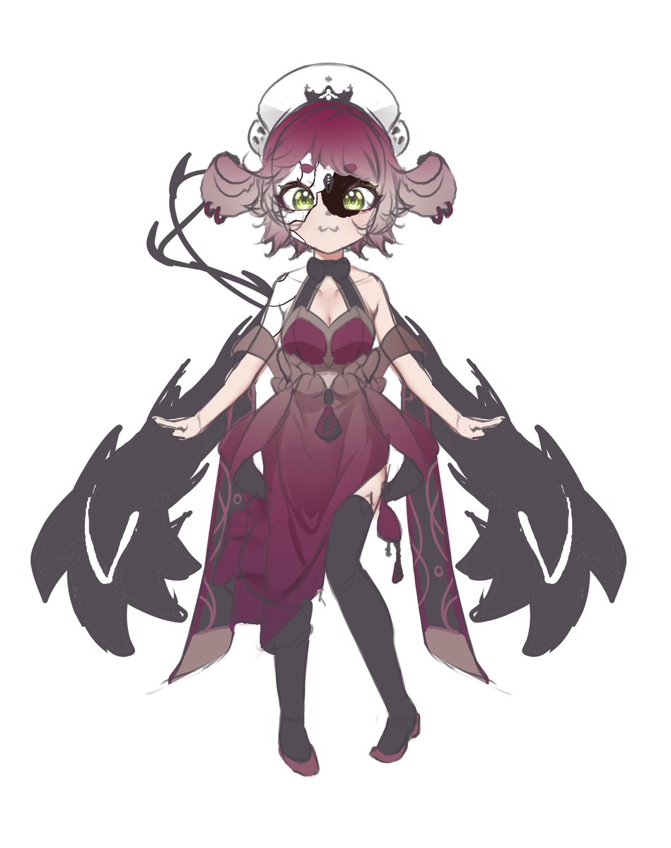 #Vtuber #Vtubermodel 
The concept is finally done :D shes so cute especially her “demon form” 💜💜 anyone interested in adopting this potential vtuber model?