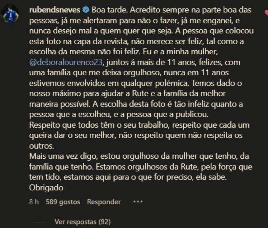 Esse homem tem é terá sempre todo o meu respeito e apoio o Rúben é mesmo um verdadeiro homem com H grande❤️