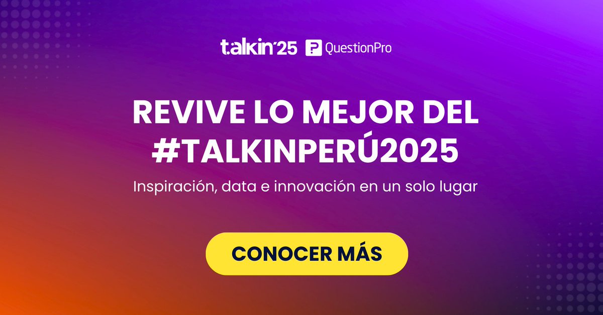 Lo que se compartió en #Talkin25 va mucho más allá de un evento: fueron ideas, aprendizajes y conversaciones que inspiran hacia dónde va la investigación de mercados.

Preparamos un resumen con lo más destacado de cada charla.

👉 Léelo aquí: questionpro.com/blog/es/talkin…
