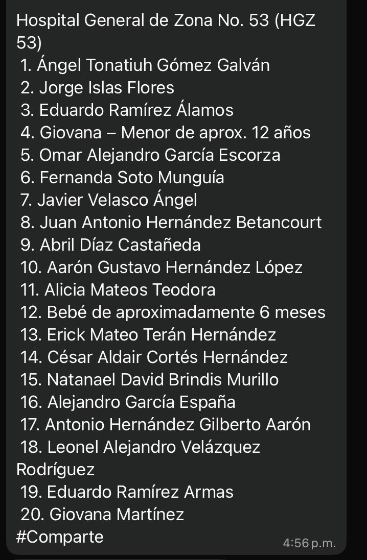 LaBellaEsa's tweet image. Lista de hospitalizados tras la #Explosión en el Puente se la Concordia en Iztapalapa.