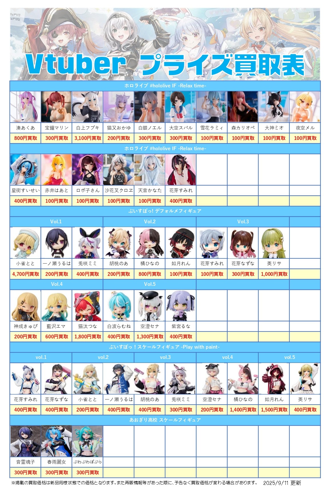 プライズ品等まとめ売り 新作プライズフィギュア買取表更新しました！ 4/6 | 千葉鑑定団