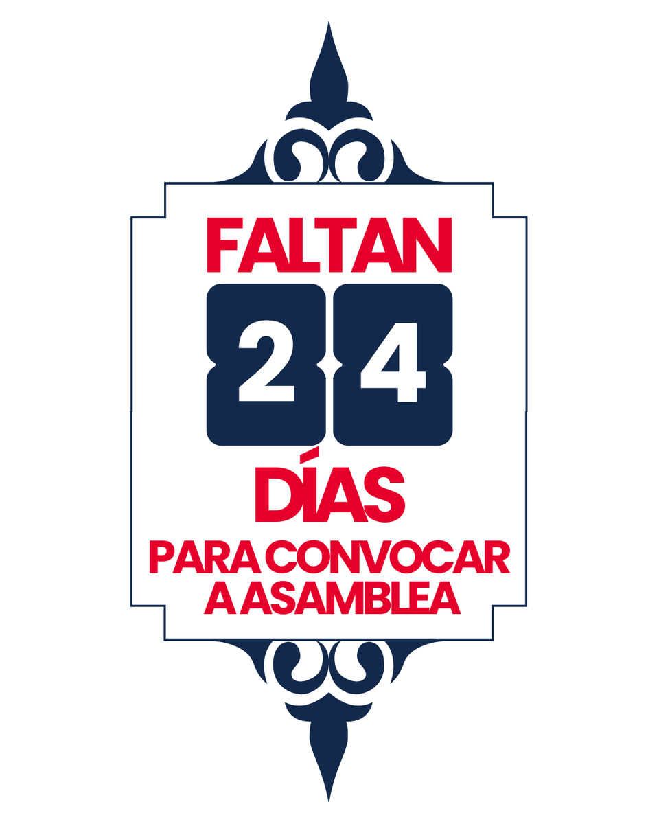 ⏱️A LA COMISIÓN DIRECTIVA LE QUEDAN 24 DÍAS PARA CONVOCAR A ASAMBLEA.
El jueves 4/9 presentamos las 6.998 firmas de los socios para que se vote el Dictamen del Tribunal de Ética. Seguiremos contando los días que faltan para que se respete el Artículo 50 del Estatuto.