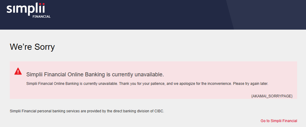 JasonCHouse's tweet image. @SimpliiFin you've been down for more than a dozen hours and yet have not announced anything anywhere. 
Your last post on Twitter was nearly 4 months ago - nothing during this lengthened outage. For an online bank - that's a terrible showing! #downandout @simpliinotgoodenough