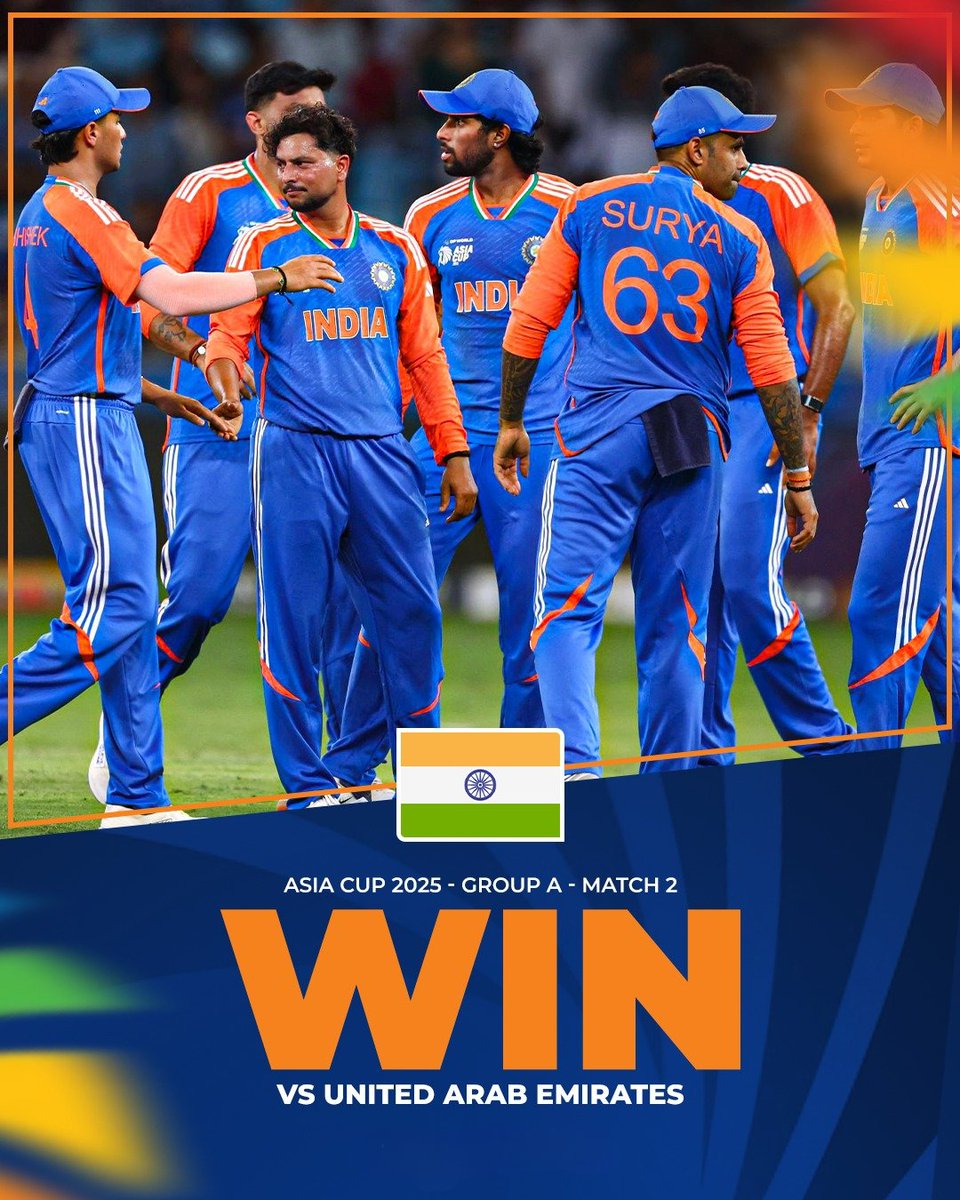 RAM2347RK's tweet photo. 𝐀 𝐬𝐭𝐚𝐭𝐞𝐦𝐞𝐧𝐭 𝐯𝐢𝐜𝐭𝐨𝐫𝐲 𝐟𝐨𝐫 𝐓𝐞𝐚𝐦 𝐈𝐧𝐝𝐢𝐚! 💥🇮🇳😎

An easy chase for the Men in Blue in their Asia Cup 2025 opener. 💙👌✨

#UAEvIND #T20Is #AsiaCup
"Turning Point USA"
#AsiaCup2025
#INDvsUAE
#RKBJP 
#UAE https://t.co/ioHdp1scrs
