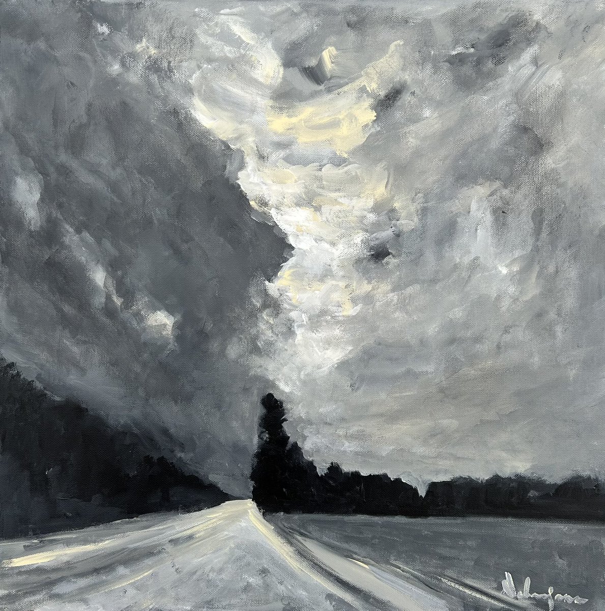 ‘Life is a Highway’ 20x20 acrylic is part of the Annual Black &amp; White Exhibition at William H Miller Studios &amp; Fine Art Gallery - 702 8th Ave. N. in downtown, Myrtle Beach. Reception is on Saturday, September 13th 5-8PM Dress Code- Black &amp; White!