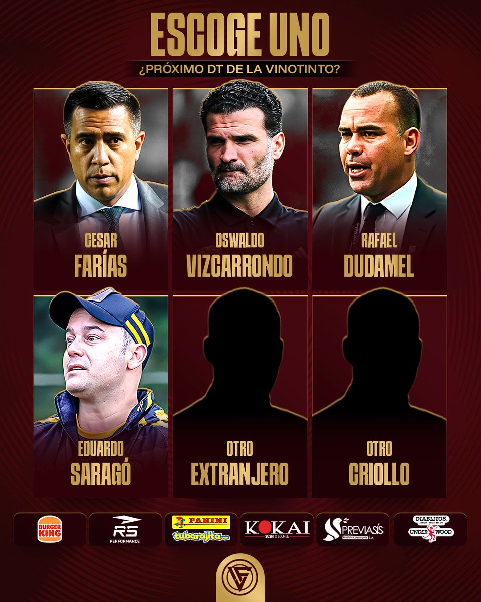 idiomafutve's tweet image. 📋🇻🇪 ¿QUIÉN DEBE SER EL NUEVO DT DE LA VINOTINTO?

Tras el despido de Fernando Batista, ¿quién lo debe suceder?