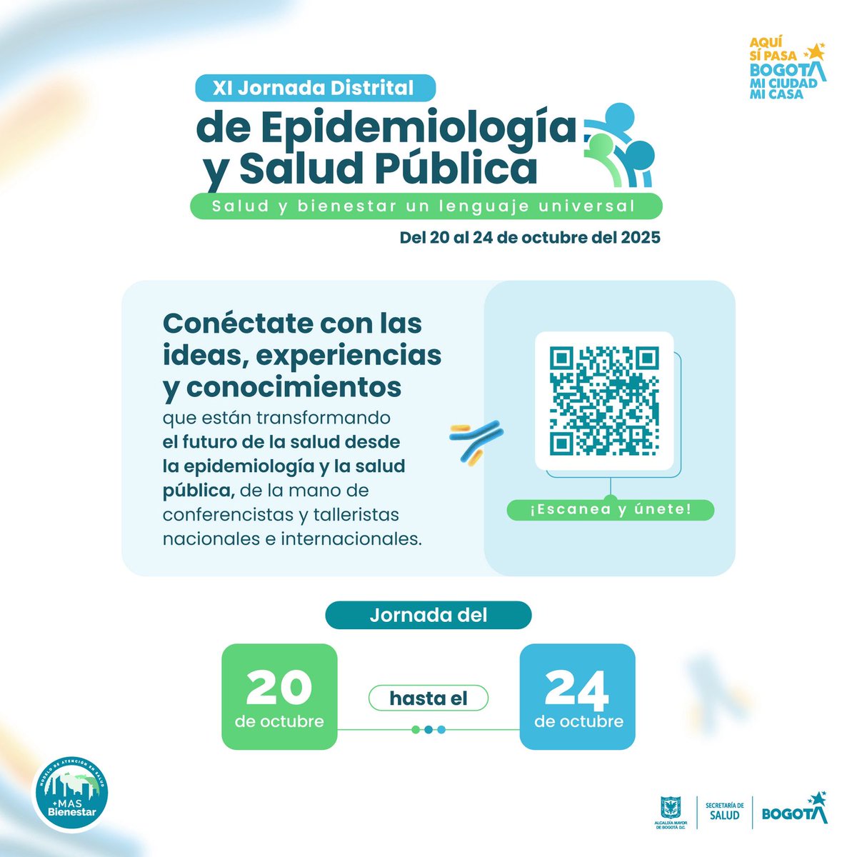 Julián A. Fernández-Niño MD, MPH, DSc. (@jfernandeznino) on Twitter photo Nos quedan pocos cupos para las Jornadas Epidemiológicas que se llevarán a cabo en Bogotá del 20 al 24 de octubre. 
Tendremos excelentes conferencias y talleres de  temas relevantes de Salud Pública.
La inscripción es gratuita, previo registro.
 Links en el segundo post 👇 Nos quedan pocos cupos para las Jornadas Epidemiológicas que se llevarán a cabo en Bogotá del 20 al 24 de octubre. 
Tendremos excelentes conferencias y talleres de  temas relevantes de Salud Pública.
La inscripción es gratuita, previo registro.
 Links en el segundo post 👇