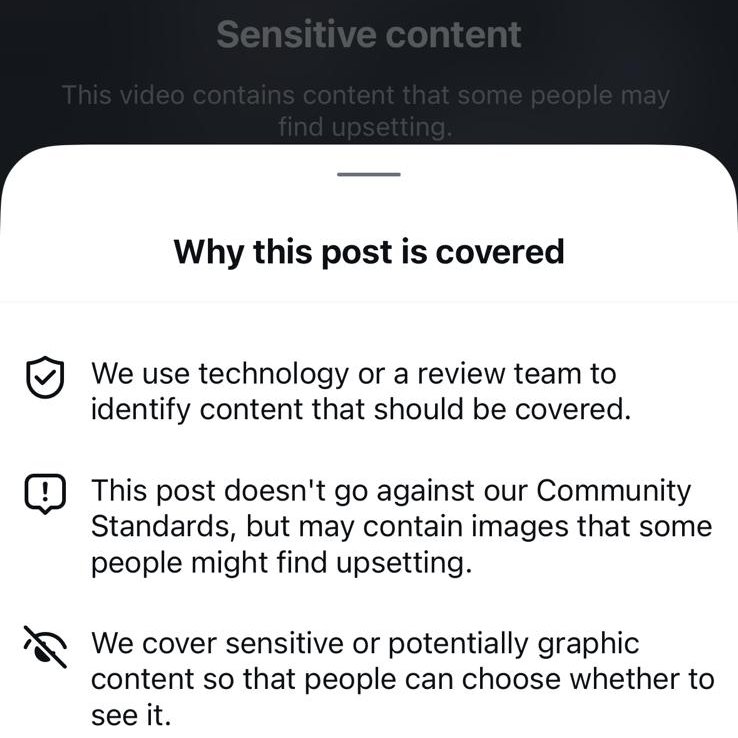 "This post doesn't go against our Community Standards" 

It's a graphic video of Charlie Kirk's murder. One of hundreds on Instagram this morning. 

Seriously, Meta? How absolutely vile that his family now have to face his death being broadcast in this way.