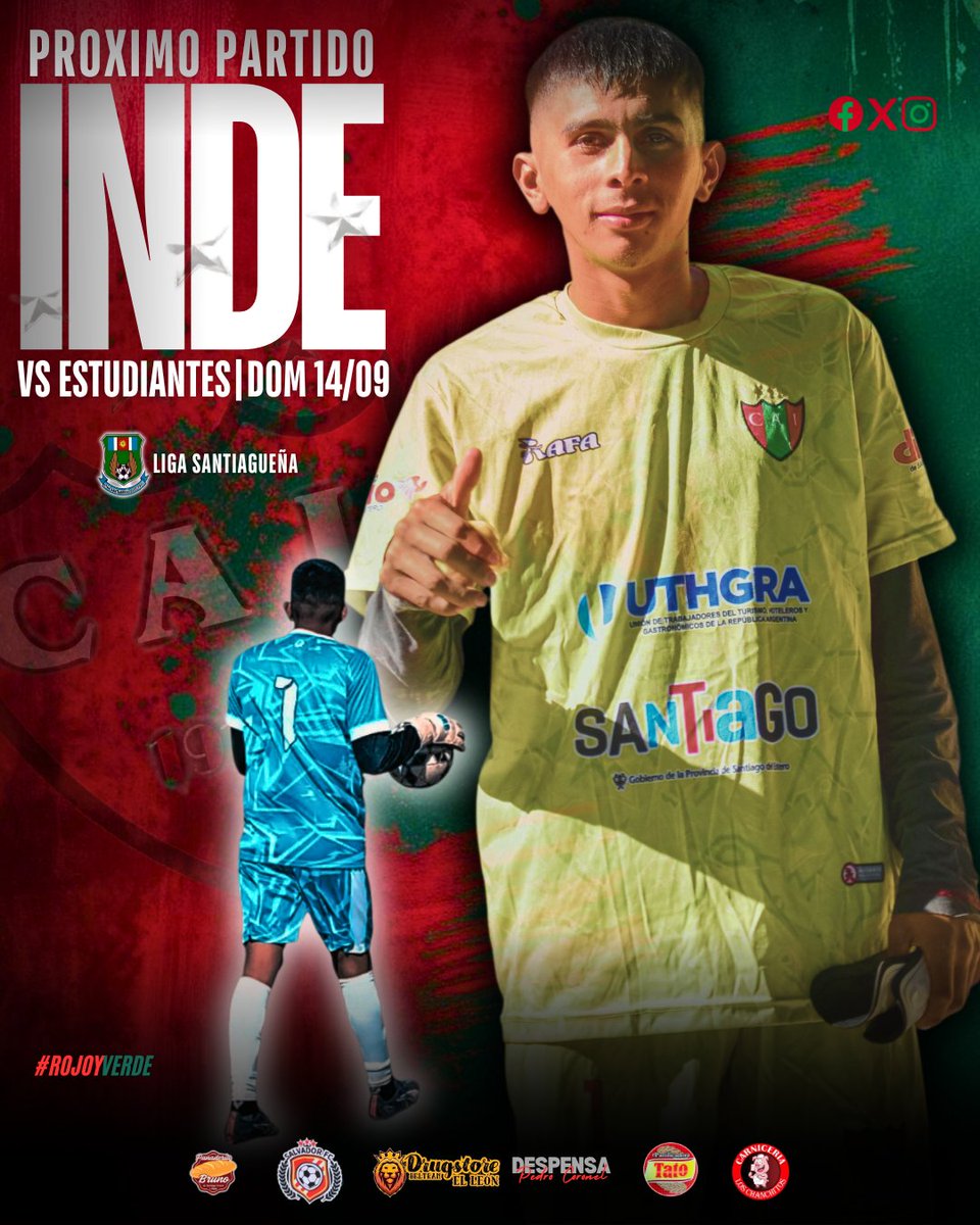 ⚽️➡️LSF: Ultima presentación de Inde💪 

 10ma fecha del Torneo Clausura 

PROGRAMACIÓN⤵️

🗓 DOMINGO 14

Estudiantes - Independiente de Beltrán
 Cancha: CAE
Horarios: 14HS: Reserva; 16HS: Primera división.

#RojoyVerde🔴🟢🔴 #Futbol #SantiagodelEstero