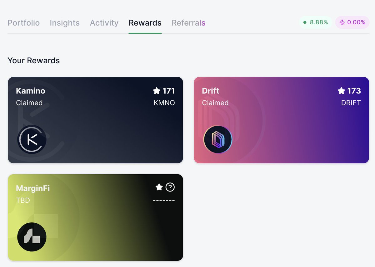 币安里面USDC 12% 的理财结束了，群友都在问U可以放哪里打开Lulo 看了下，实时APY  9%还不错，而且之前给的Kamino和Drift积分都可以Claim成代币了，我领的Drift竟然有