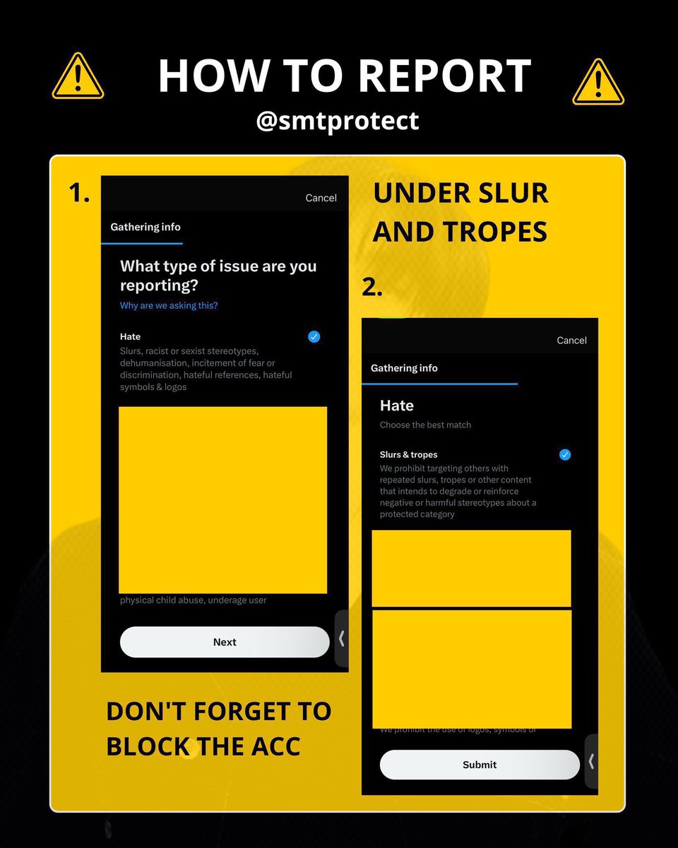 smtprotect's tweet photo. ⚠️ MASS REPORT AND BLOCK ⚠️

Please report this account and tweet under: 
- Abuse and Harassment > Targeted Harassment > Block
-Hate > Slur &amp; tropes

🔗 https://t.co/5nDKI8td7D
🔗 https://t.co/kZEbsbYpUR

‼️ DO NOT ENGAGE AND REPORT MULTIPLE TIMES ‼️ https://t.co/y6T8HvucK9
