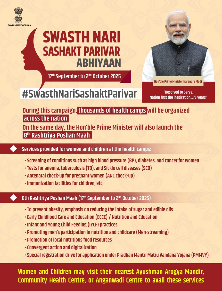 NHM, J&K (@nhmjk5) on Twitter photo Swasth Nari Sashakt Parivar Abhiyaan.
17th September to 2nd October 2025. <a href="/diprjk/">Information & PR, J&K</a> Swasth Nari Sashakt Parivar Abhiyaan.
17th September to 2nd October 2025. <a href="/diprjk/">Information & PR, J&K</a>