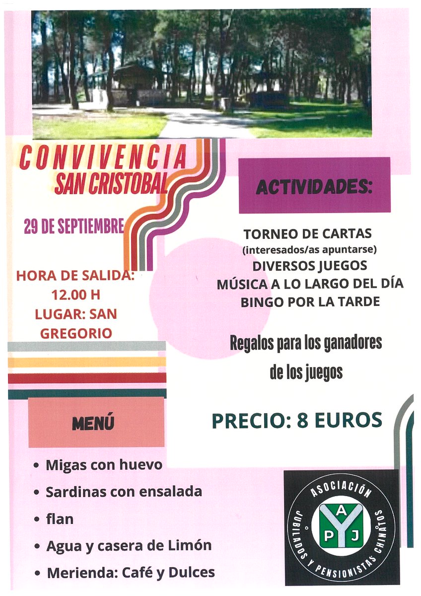 🌳CONVIVENCIA SAN CRISTOBAL DE LA ASOCIACIÓN DE PENSIONISTAS Y JUBILADOS🌳