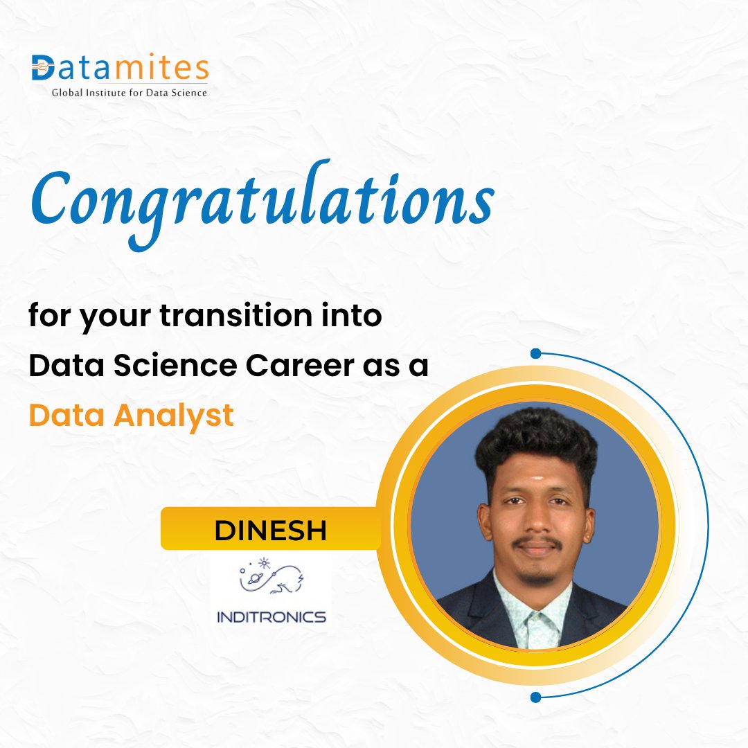 DataMites's tweet image. A huge shoutout to our learners for successfully stepping into rewarding careers in Data Science as Data Analysts, Data Scientists, Data Engineers, and AI Engineers.
#datamitesplacements #datamites #datamitesdatascience #datamitessuccessstories #jobready #SuccessStory