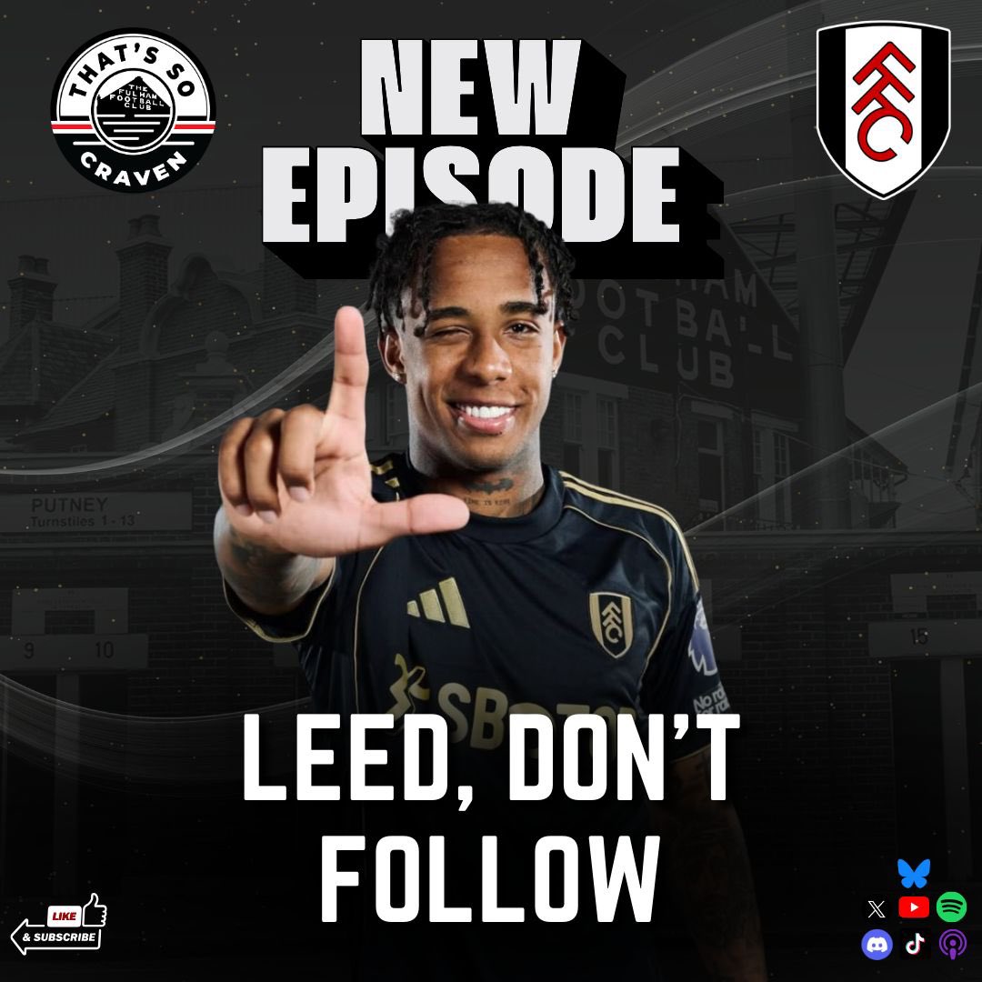 📣 Catch up on on our latest podcast with with <a href="/MarySouthgatePE/">Mary Southgate</a>, <a href="/DaveatCrave/">Dave @ Crave</a> and Michael T on all good podcast providers and YouTube (Links below) #fulham #ffc

⚫️ TC Documentary/ Statue
⚪️ Josh King GOTM
⚫️ Leeds Preview
⚪️ Discord Questions

Audio: pod.fo/e/3287f3