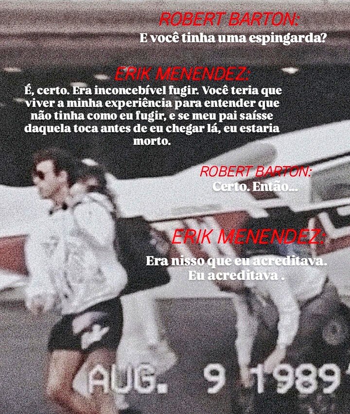 erik menendez explica ao comissário de sua audiência de liberdade condicional, a relação codependente que tinha com seus dois abusadores, jose e kitty menendez e o porque ele não tinha a opção de fugir dos abusos.

#JusticeforErikandLyle 👇🏻