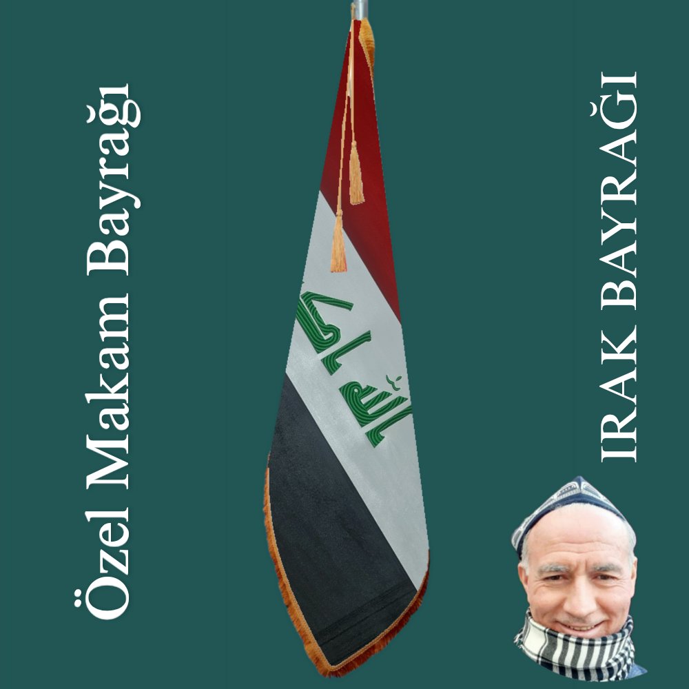 Özel Makam Bayrağı #Irak 
Nakış İşlemeli 3mm Evaya Lamine Edilmiş Kadife Kumaş Üzeri Sim Saçak ve Püskül Uygulamalı. Kaliteli Bir İşçilik.
📲Watsap'tan Daha Fazla Bilgi İsteyin 
wa.me/905433441200 
🌍 ipekyolubayrak.com