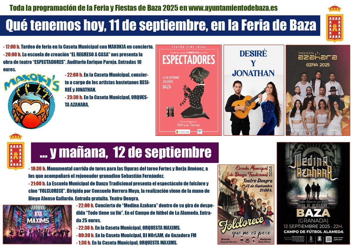 ¿Qué tenemos hoy, 11 de septiembre, en la Feria de Baza? ¿Y mañana, 12 de septiembre?