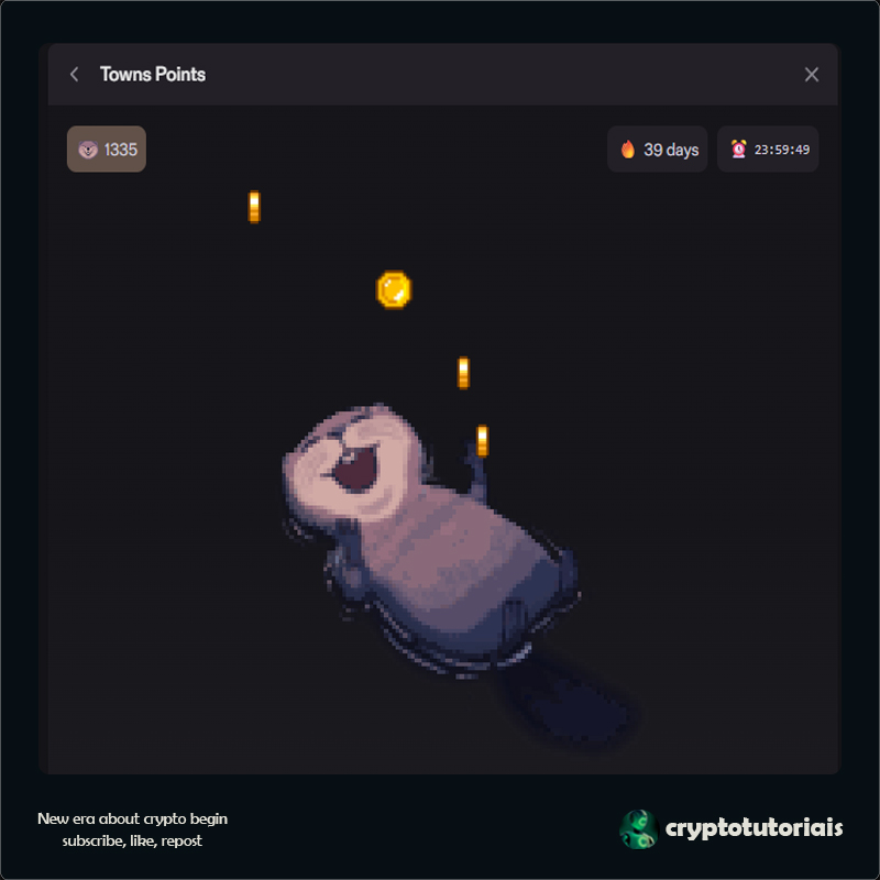 cryptotutoriais's tweet image. [Day 39]

more one day to claim points on @TownsProtocol

HODL $TOWN
claim points
claim stake!

Join app.towns.com/t/0x36b5d75d11…

#town #townsprotocol