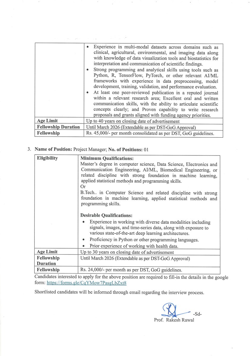 GujBiotechUni's tweet image. Applications are invited for the post of JRF, RA &amp;amp; Project Manager Positions, a Government of Gujarat-Sponsored Research Project in the Center for Excellence in Bio-AI for One Health at GBU.

#researchopportunity #biotechjobs #AIinbiotech #onehealth