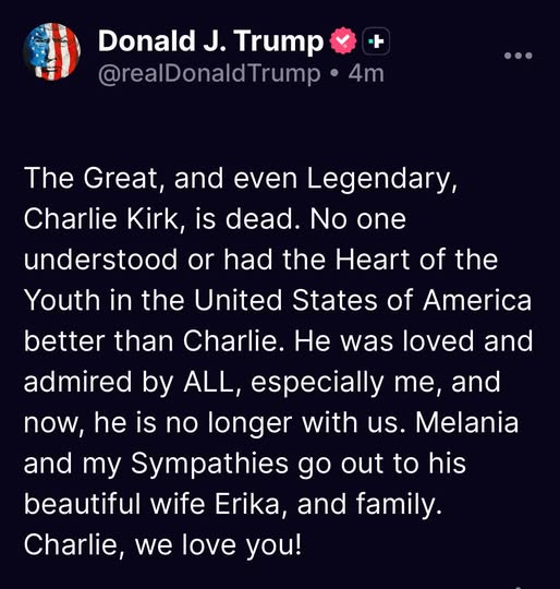 Charlie Kirk was a Conservative hero who opened peoples minds through dialog and debate. He was a once-in-a-generation person and will truly be missed.  We all should try to carry on his great work in our own ways.  May God be with you and your family Charlie!