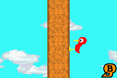 Once enough of the tree is pecked out, it collapses on top of the woodpecker and the screen pans down to a different section of the tree with a different woodpecker.