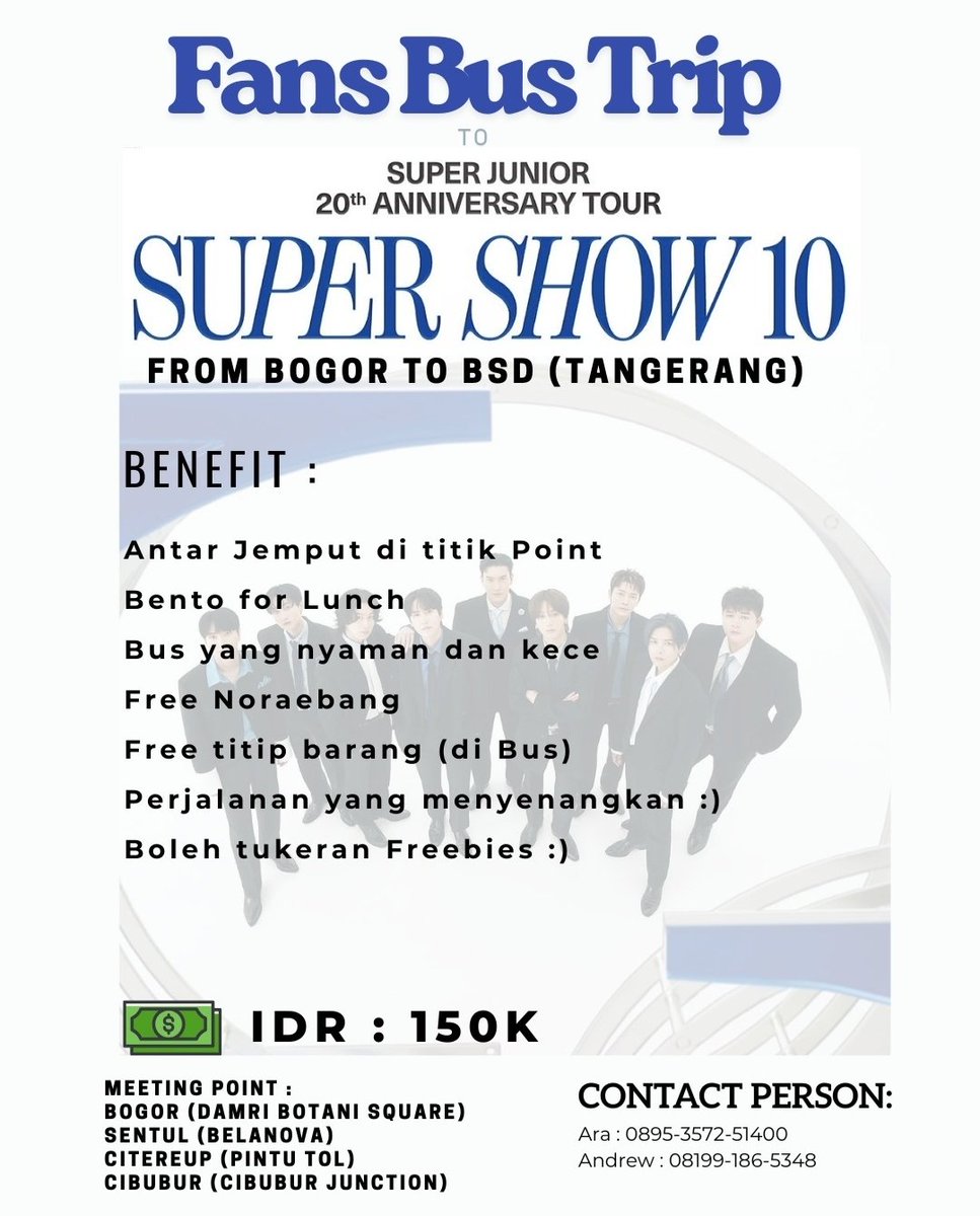 kyumil93's tweet photo. Hai ELF's..
H-2 nih, gmna persiapan'y? Ttp jaga kesehatan yh 💙
Kita masih ada sisa bbrpa slot lagi utk ikut trip brg.. Cus hubungi CP yh.. kita noraebang sepanjang perjalanan..
Buat yg ikut trip akan dpt free tas kecil sprti ini (lumayan utk belanja) 🤭
#SS10JKT #triptokonser https://t.co/f3oMsi4NIG