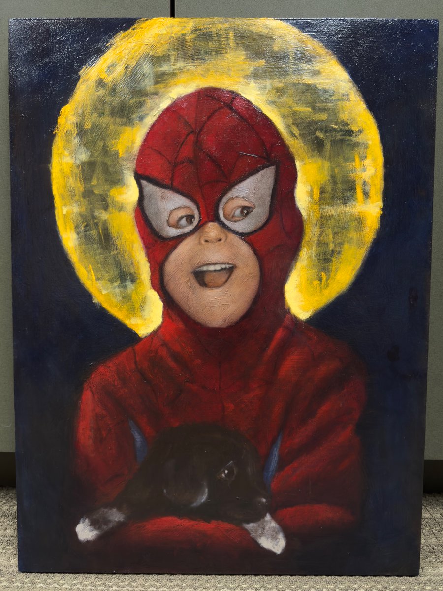 <a href="/calix517/">Fr. Tom Bombadil</a> here's an updated version of that painting I made of Saint Carlo Acutis.. A cleanse is definitely needed.